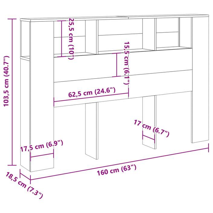 Armoire de tête de lit vieux bois 160x18,5x103,5 cm - Photo n°9