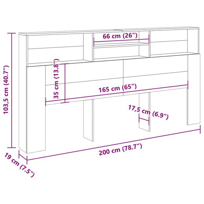 Armoire de tête de lit vieux bois 200x19x103,5 cm - Photo n°9