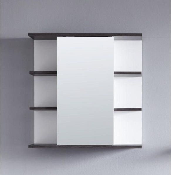 Armoire de toilette 1 porte blanc et gris mat avec miroir Dufay - Photo n°4