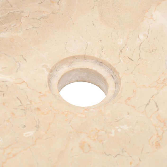 Armoire de toilette en teck solide avec lavabo en marbre Crème - Photo n°8
