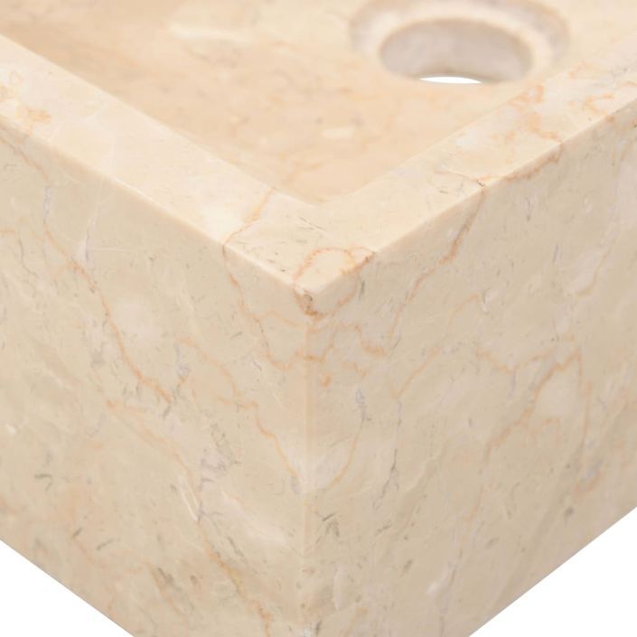 Armoire de toilette en teck solide avec lavabo en marbre Crème - Photo n°9