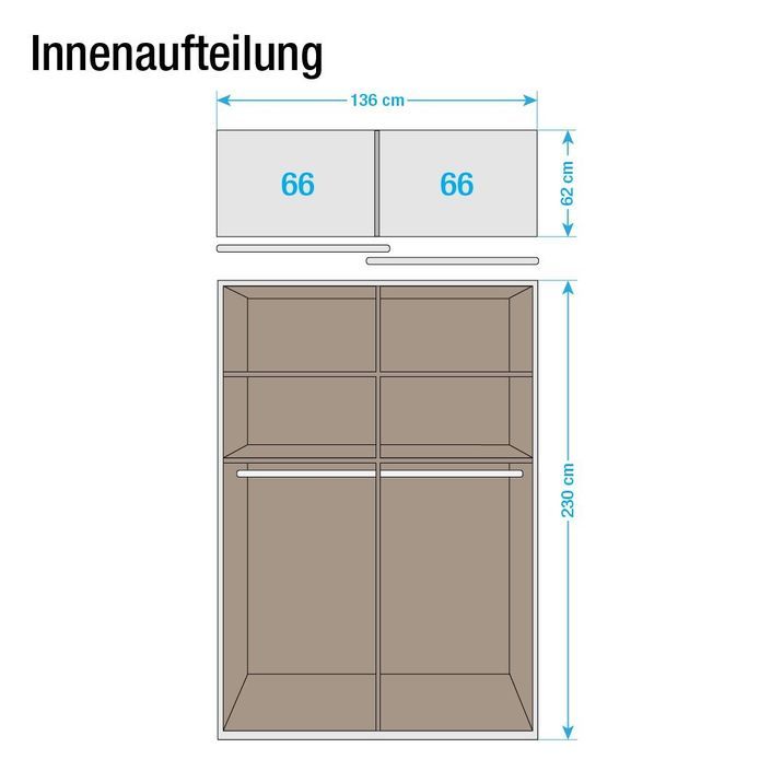 Armoire design 2 portes coulissantes blanc et verre noir Kudo - Photo n°3