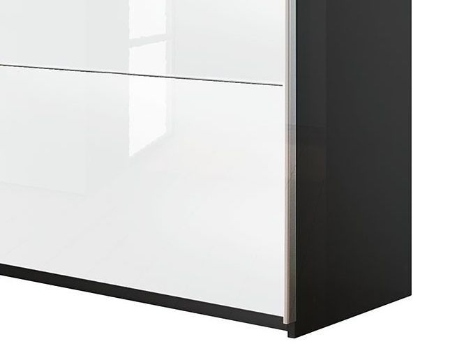 Armoire design 2 portes coulissantes verre teinté blanc et miroir et gris anthracite Luxia - Photo n°3