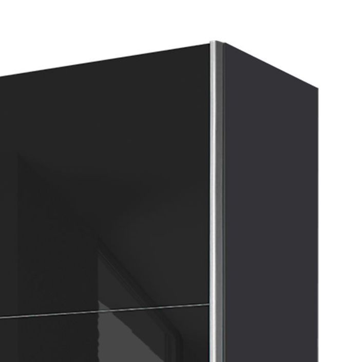 Armoire design 2 portes coulissantes verre teinté noir et gris anthracite Luxia - Photo n°2