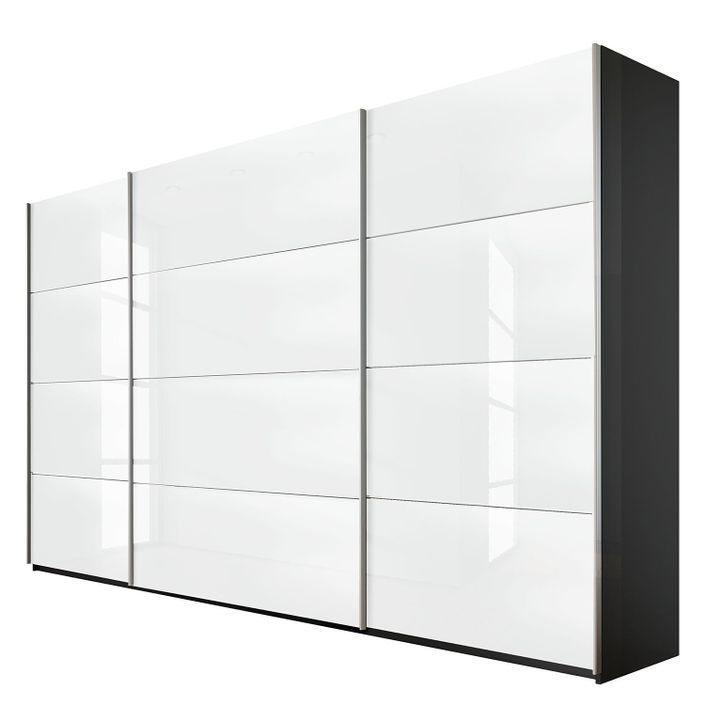 Armoire design 3 portes coulissantes 315 verre teinté blanc Luxia - Photo n°1