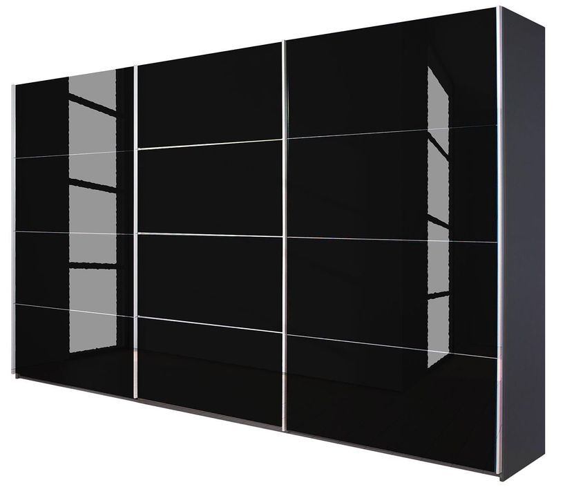 Armoire design 3 portes coulissantes 315 verre teinté noir et gris anthracite Luxia - Photo n°1