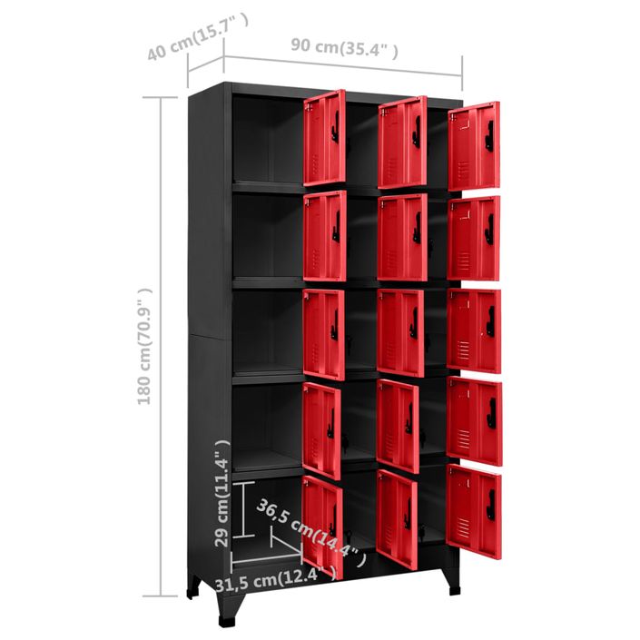 Armoire en acier Koface 90 cm – 15 casiers avec fermeture à clé - Photo n°8