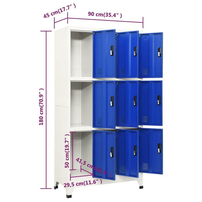 Armoire en acier Koface 90 cm – 9 casiers avec fermeture à clé - Photo n°8