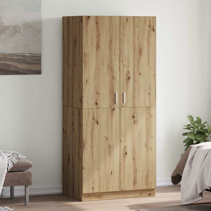 Armoire en chêne artisanal 90 x 52 x 200 cm bois d'ingénierie - Photo n°1