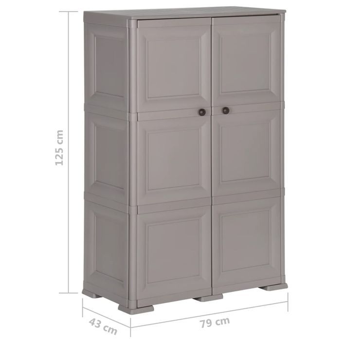 Armoire en plastique 79x43x125 cm Design de bois Gris - Photo n°8