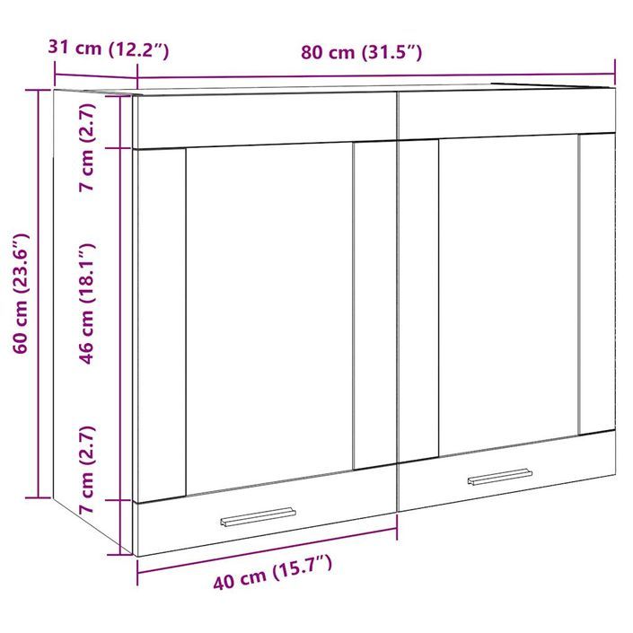 Armoire en verre suspendue chêne artisanal bois d'ingénierie - Photo n°10