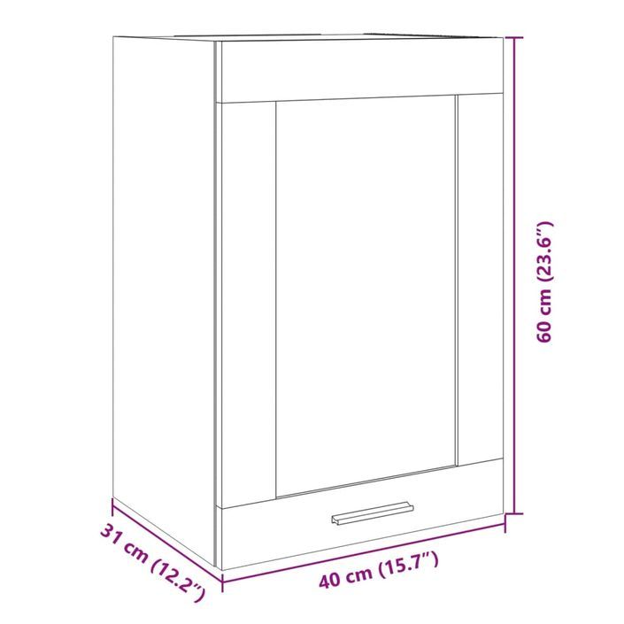 Armoire en verre suspendue chêne sonoma 40x31x60 cm - Photo n°12