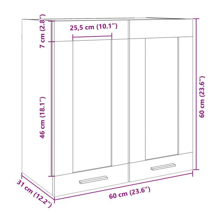 Armoire en verre suspendue Chêne sonoma 60x31x60 cm - Photo n°12