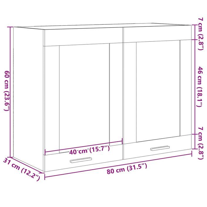 Armoire en verre suspendue Chêne sonoma 80x31x60 cm - Photo n°11