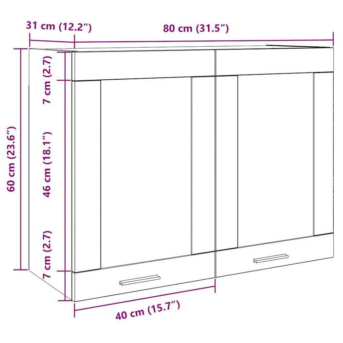 Armoire en verre suspendue gris béton 80x31x60 cm - Photo n°10