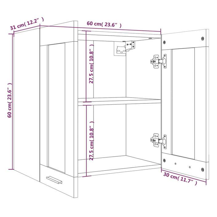 Armoire en verre suspendue Sonoma gris Bois d'ingénierie - Photo n°9