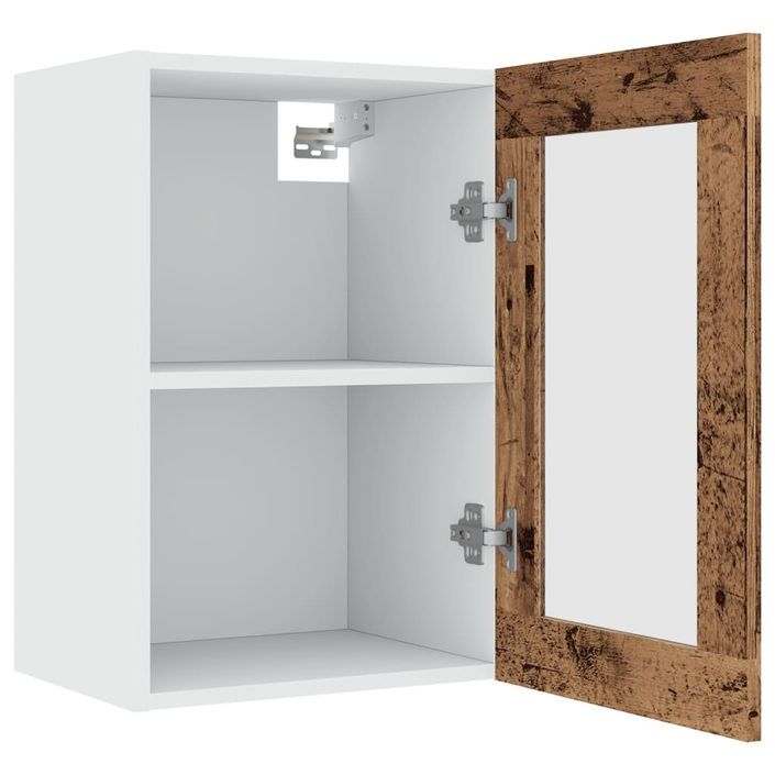 Armoire en verre suspendue vieux bois 40x31x60 cm - Photo n°5