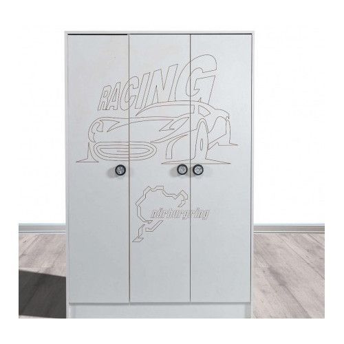 Armoire enfant blanche 3 portes Sporting - Photo n°1