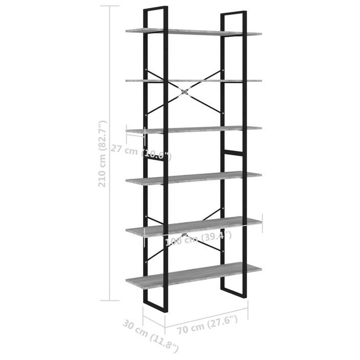 Armoire haute Sonoma gris 100x30x210 cm Bois d'ingénierie - Photo n°8