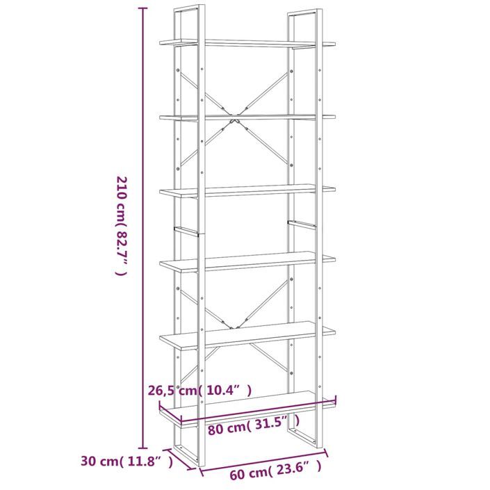 Armoire haute Sonoma gris 80x30x210 cm Bois d'ingénierie - Photo n°7