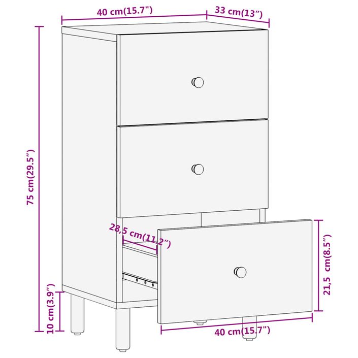 Armoire latérale 40x33x75 cm bois massif d'acacia - Photo n°10