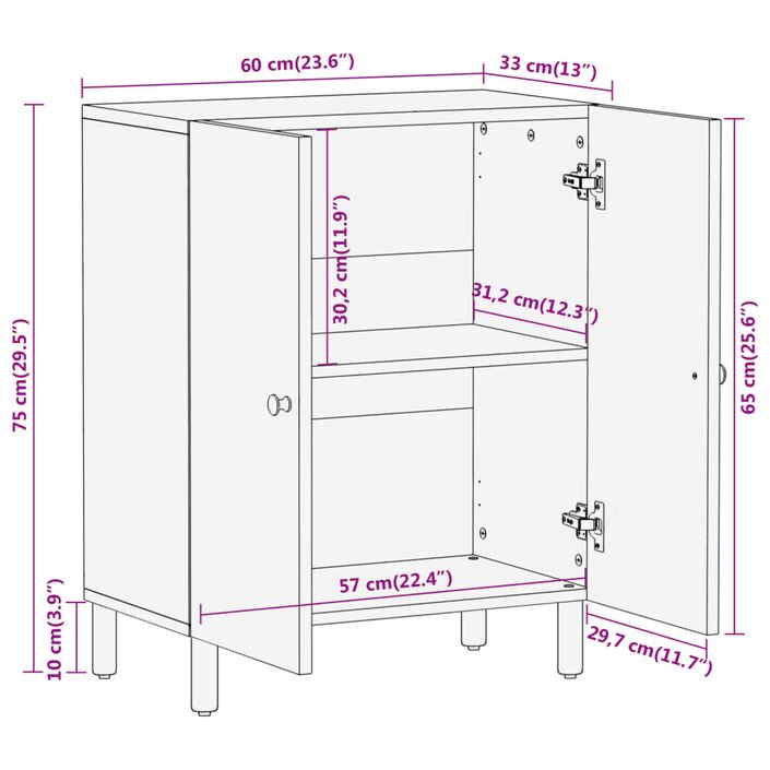 Armoire latérale 60x33x75 cm bois massif d'acacia - Photo n°12