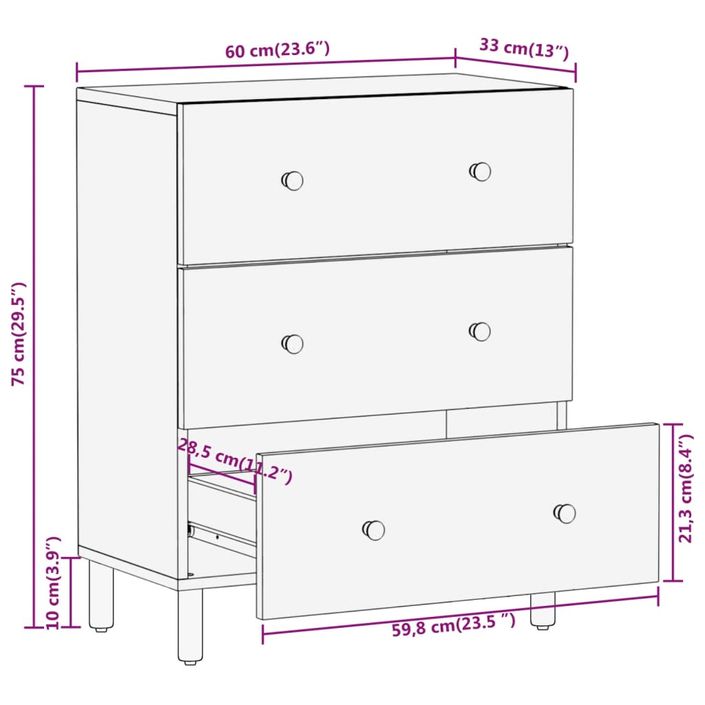 Armoire latérale 60x33x75 cm bois massif d'acacia - Photo n°12