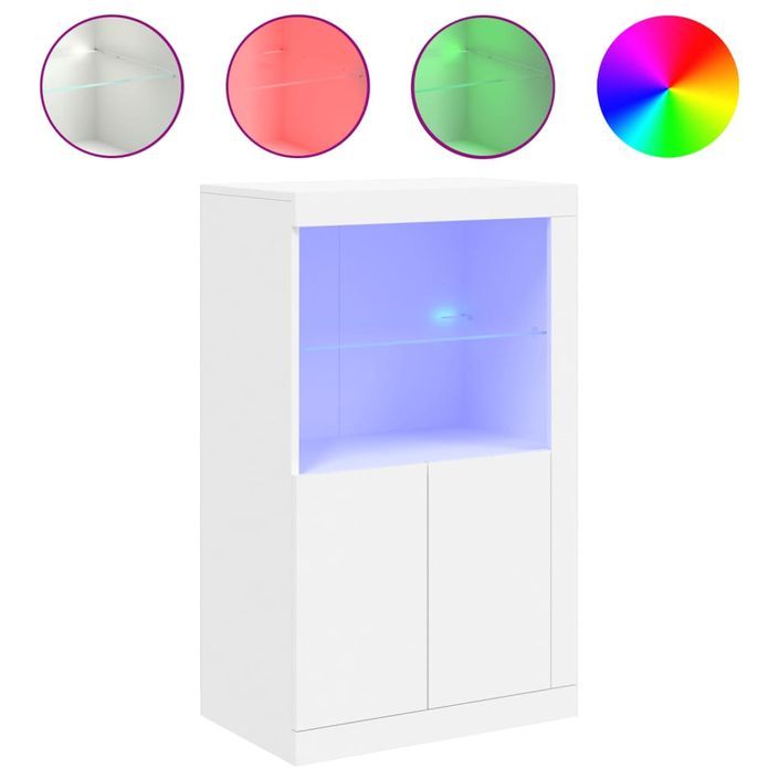 Armoire latérale avec éclairage LED blanc bois d'ingénierie - Photo n°1