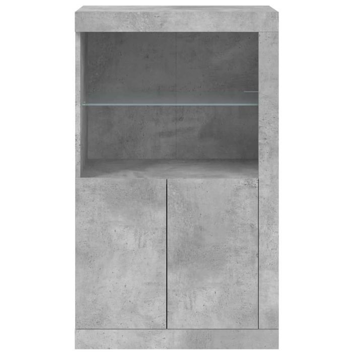 Armoire latérale avec lumières LED gris béton bois d'ingénierie - Photo n°7