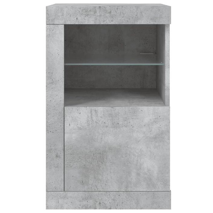 Armoire latérale avec lumières LED gris béton bois d'ingénierie - Photo n°7