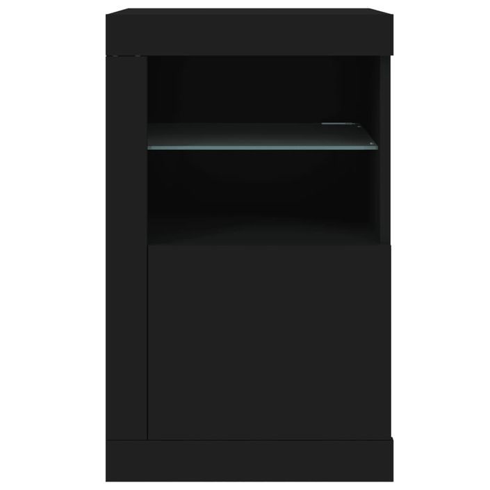 Armoire latérale avec lumières LED noir bois d'ingénierie - Photo n°7