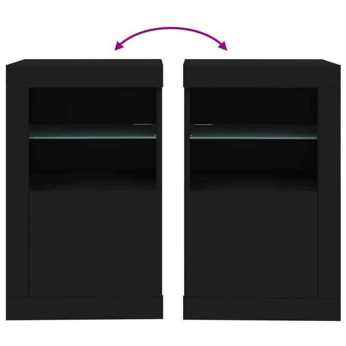 Armoire latérale avec lumières LED noir bois d'ingénierie - Photo n°10