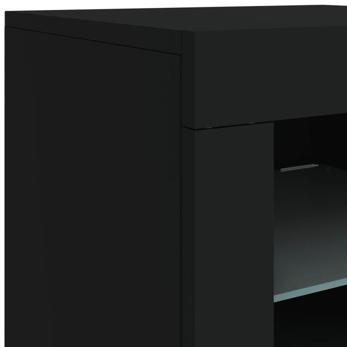 Armoire latérale avec lumières LED noir bois d'ingénierie - Photo n°11