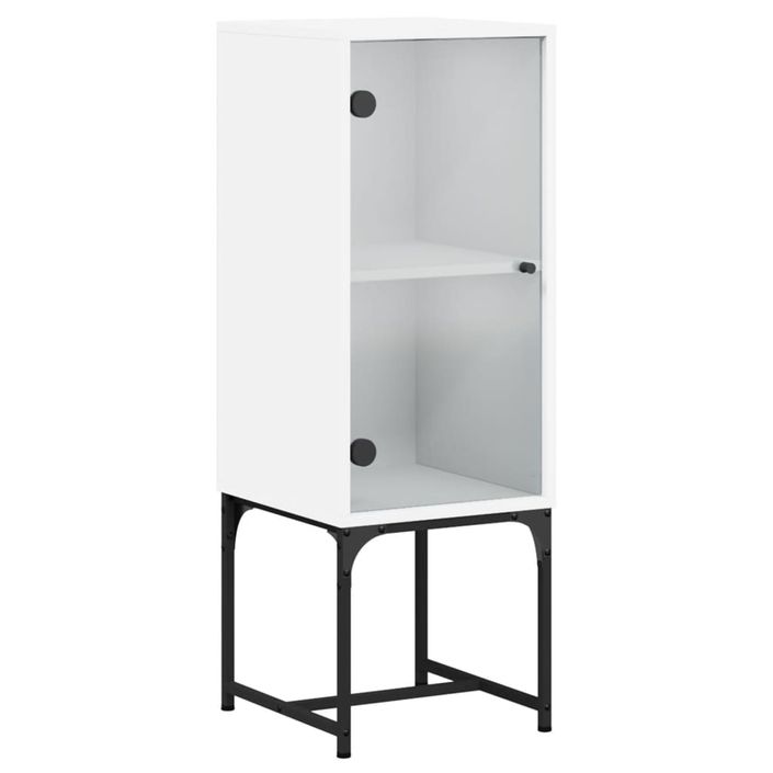 Armoire latérale avec porte en verre blanc 35x37x100 cm - Photo n°1