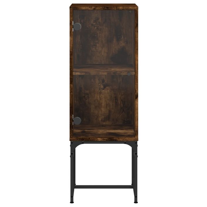 Armoire latérale avec porte en verre chêne fumé 35x37x100 cm - Photo n°6