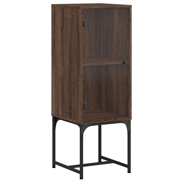 Armoire latérale avec porte en verre chêne marron 35x37x100 cm - Photo n°1