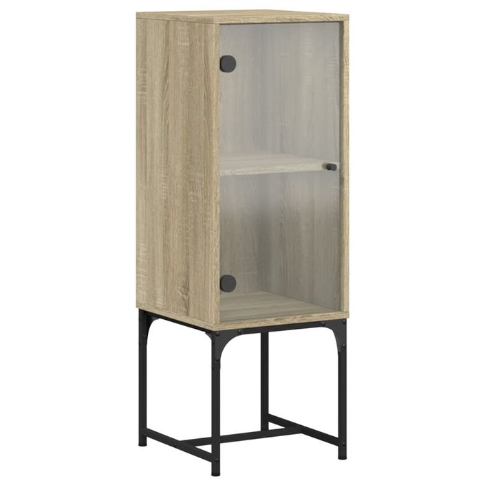 Armoire latérale avec porte en verre chêne sonoma 35x37x100 cm - Photo n°1