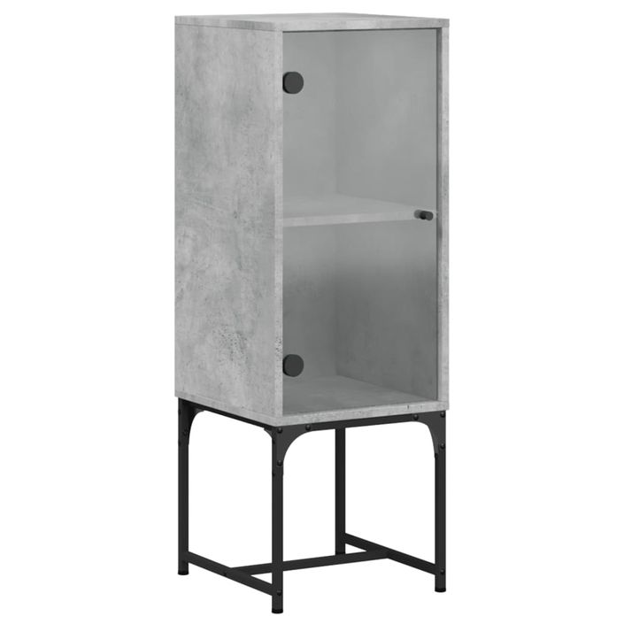 Armoire latérale avec porte en verre gris béton 35x37x100 cm - Photo n°1