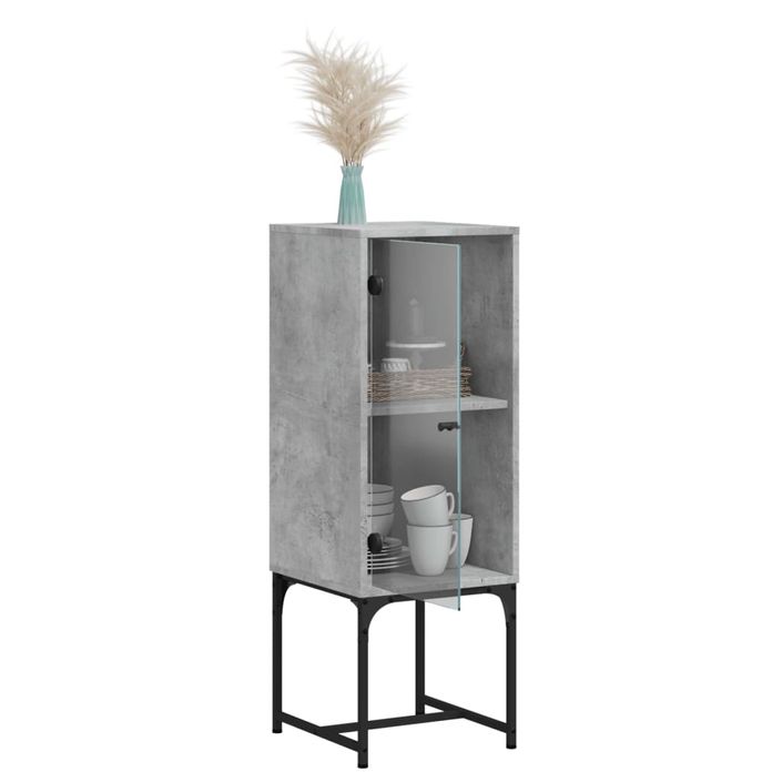 Armoire latérale avec porte en verre gris béton 35x37x100 cm - Photo n°5