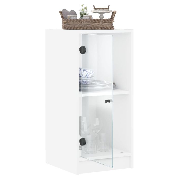 Armoire latérale avec portes en verre blanc 35x37x75,5 cm - Photo n°5