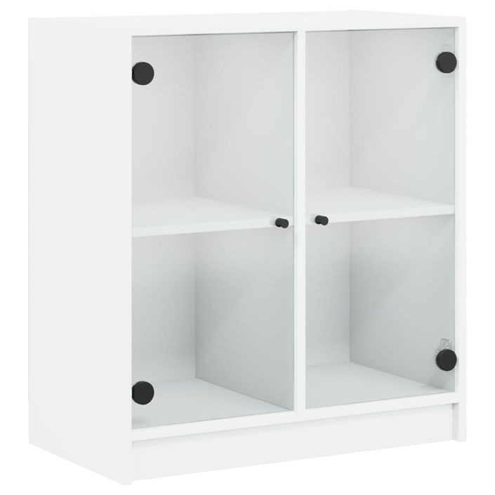 Armoire latérale avec portes en verre blanc 68x37x75,5 cm - Photo n°1