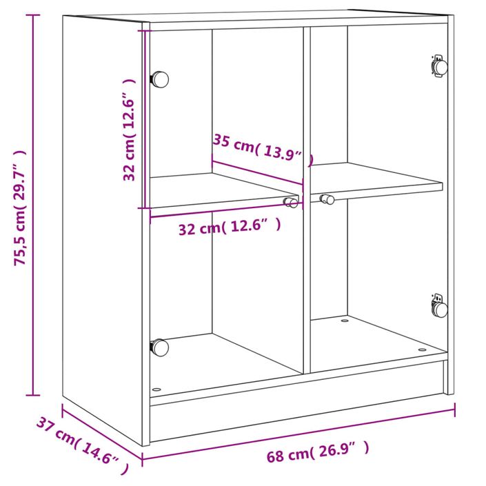 Armoire latérale avec portes en verre blanc 68x37x75,5 cm - Photo n°11