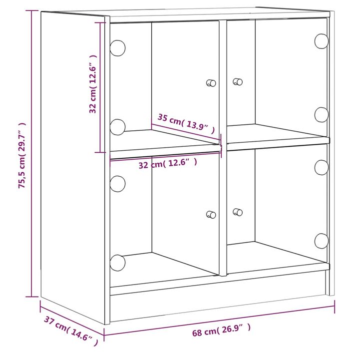 Armoire latérale avec portes en verre blanc 68x37x75,5 cm - Photo n°11