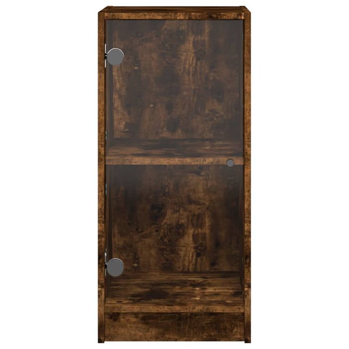 Armoire latérale avec portes en verre chêne fumé 35x37x75,5 cm - Photo n°6