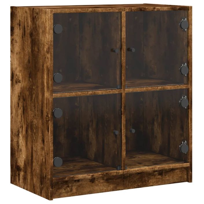 Armoire latérale avec portes en verre chêne fumé 68x37x75,5 cm - Photo n°1