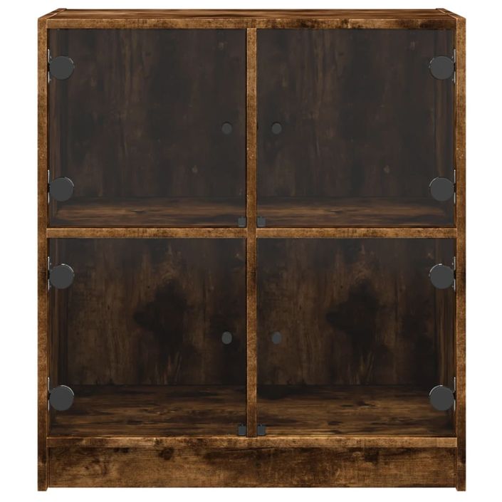 Armoire latérale avec portes en verre chêne fumé 68x37x75,5 cm - Photo n°6