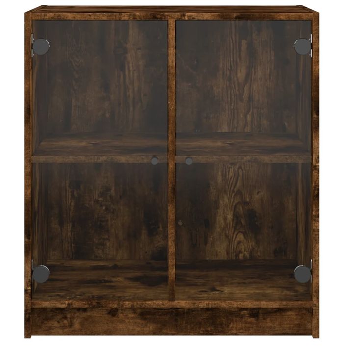 Armoire latérale avec portes en verre chêne fumé 68x37x75,5 cm - Photo n°6