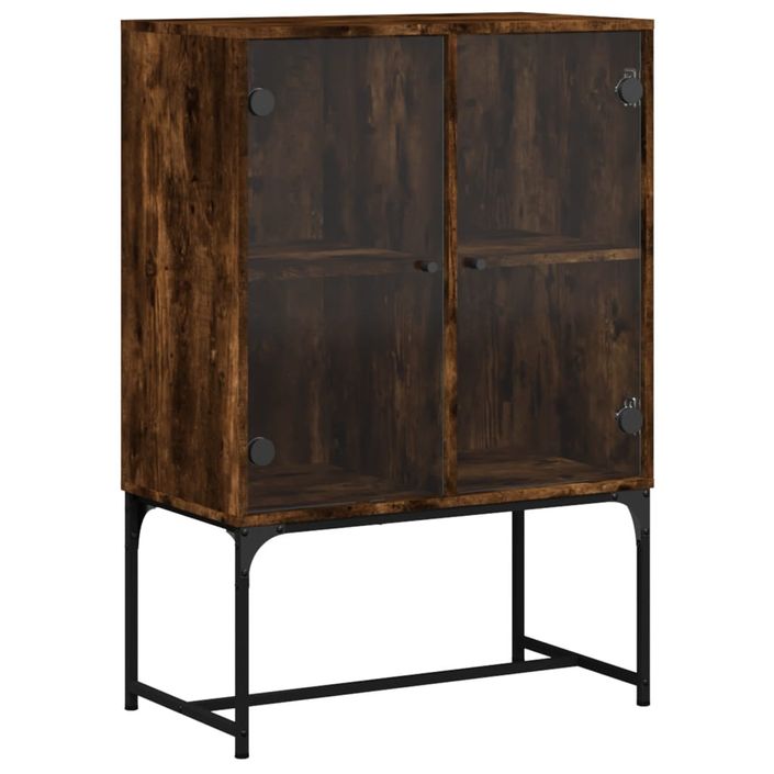 Armoire latérale avec portes en verre chêne fumé 69x37x100 cm - Photo n°1