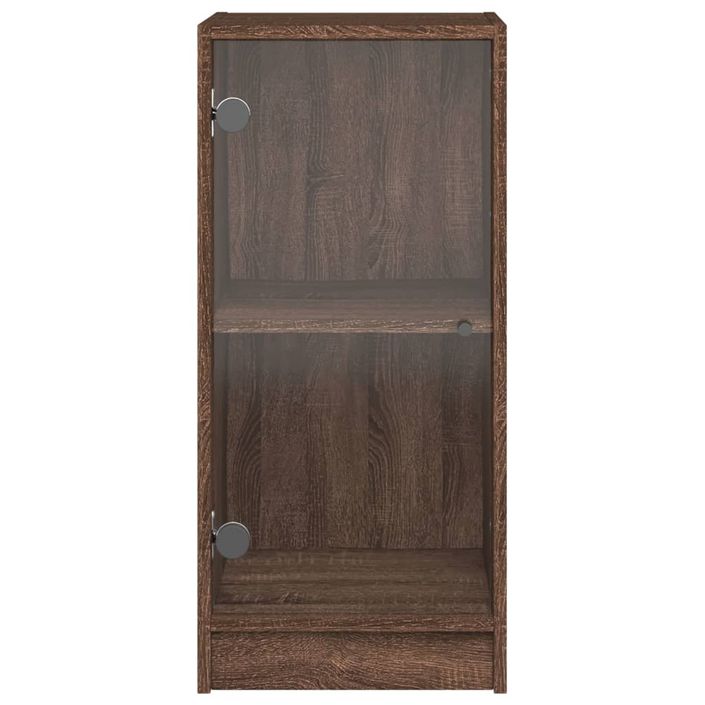 Armoire latérale avec portes en verre chêne marron 35x37x75,5cm - Photo n°6