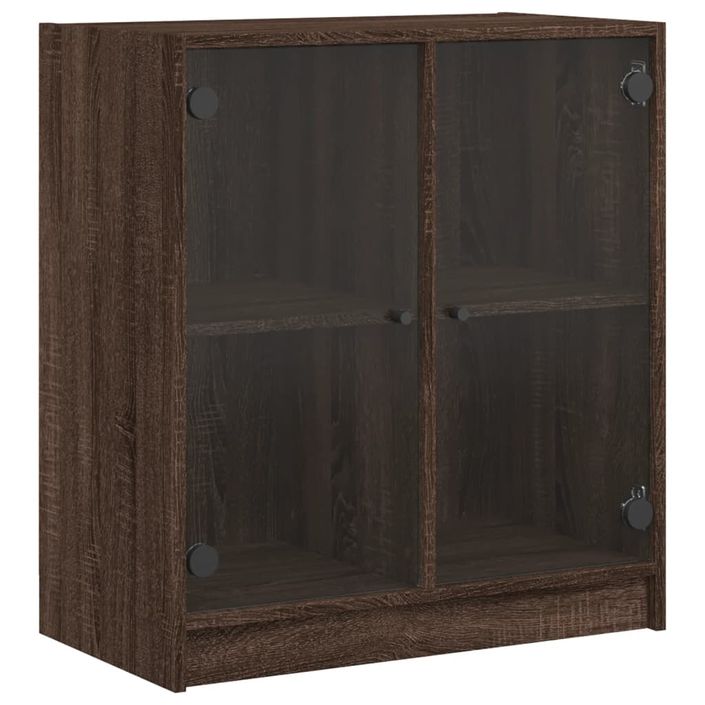 Armoire latérale avec portes en verre chêne marron 68x37x75,5cm - Photo n°1